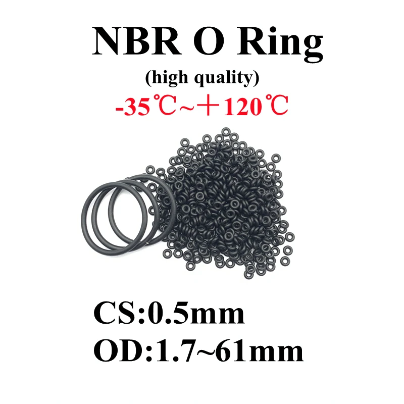 

50pcs O Ring Gaskets CS 0.5mm OD 1.7mm~61mm NBR Automobile Nitrile Rubber Round O Type Corrosion Oil Resistant Black Seal Washer