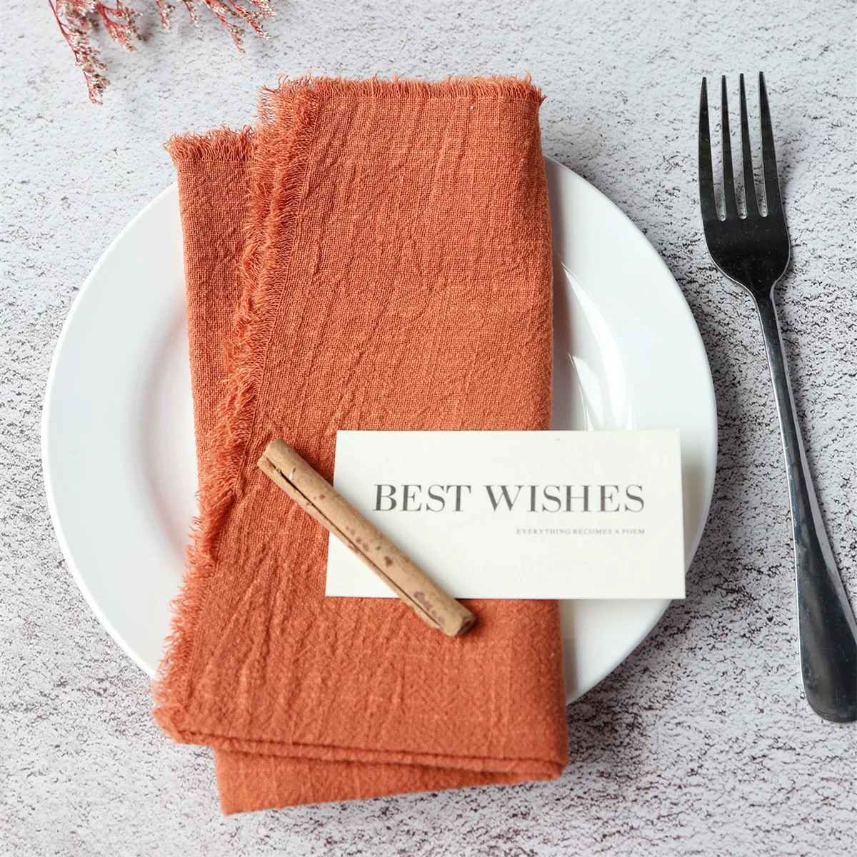 terracotta Gauze Cotton Napkin Reusable Tea Towel Wedding Party Christmas Table Decor Retro Burrs napkin 32x32cm