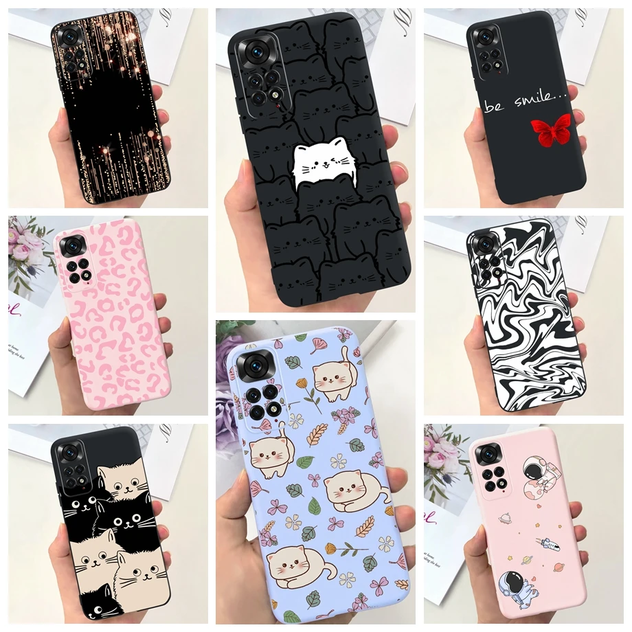Per Xiaomi Redmi Note 11 Custodia 4G Silicone Liquido Morbido Cute Cat Lovely Bumper Fundas Per Xiaomi Redmi Note 11 Pro Note11S 4G 5G