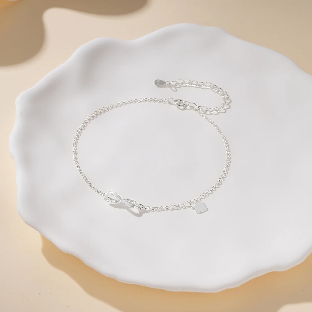 LENNIK  인피니티 기호 스타일 지르콘 구두 여성 조정 가능한 여름 해변 발 팔찌 Anklets 쥬얼리