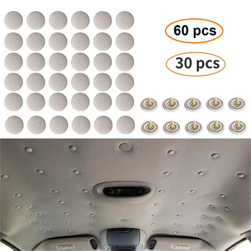 

30/60Pcs Car Interior Roof Buckles Headliner Ceiling Cloth Fixing Screw Care Fabric Buckle Rivets Retainer Cap Repair Automotive