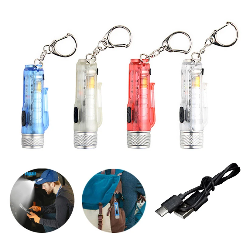 Mini Led Flashlight Keychain 400lm Multifunctional Portable Ultra light Pocket USB Rechargeable