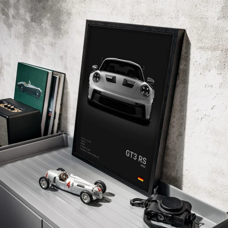 Black & White German Sports Car Canvas 4