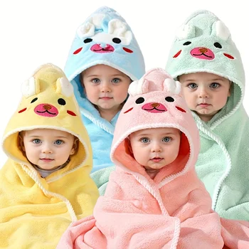 1 Piece 80cm X 80cm Large Size Bath Towel Made of Polyester Coral Fleece, Can Be Used as a Towel, Cute Cartoon Patterns Loved by Babies, Suitable for Newborns and Toddlers, Suitable for Boys and Girls, Super Soft and Highly Absorbent