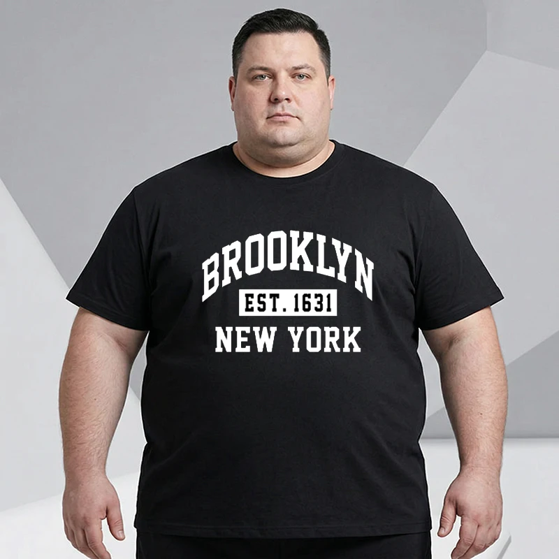 Plus Size Summer T-shirt Men Black Printed Tees 110-180kg 5XL 6XL 7XL Cotton Oversized Tops Big Size Men Clothing 플러스 크기 티셔츠