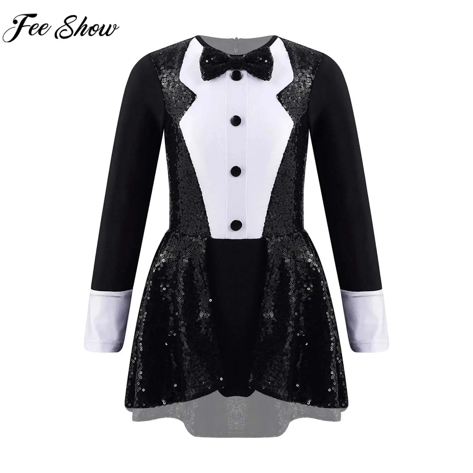 

Женское трико с блестками и бантом, для косплея