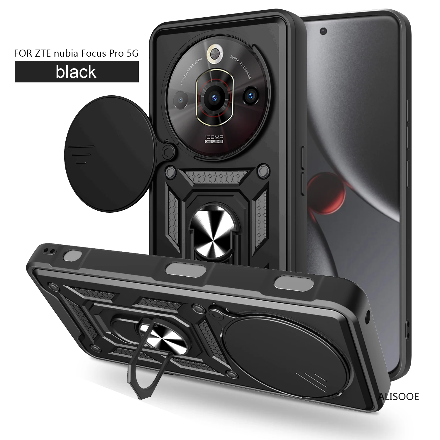 SEAHAI Cover Per Xiaomi 12T Pro/12T - Custodia Militare Anti-Caduta Con Sportello Fotocamera E Supporto Metallico