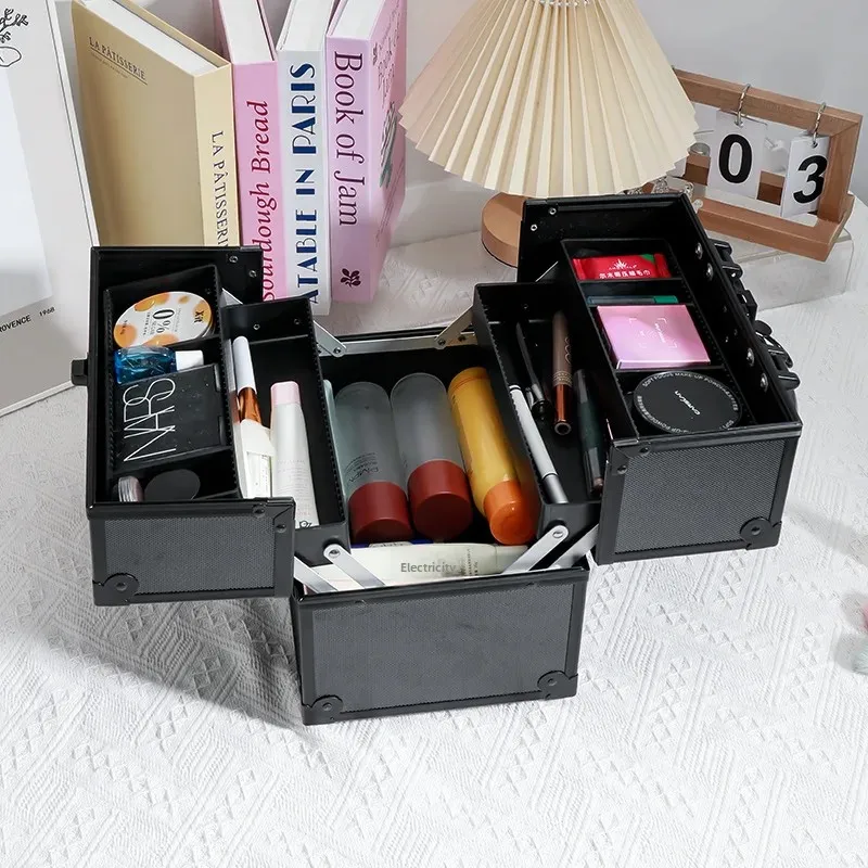 Professional Three-layer Aluminium Makeup And Nail Art Storage Box_voghion.com