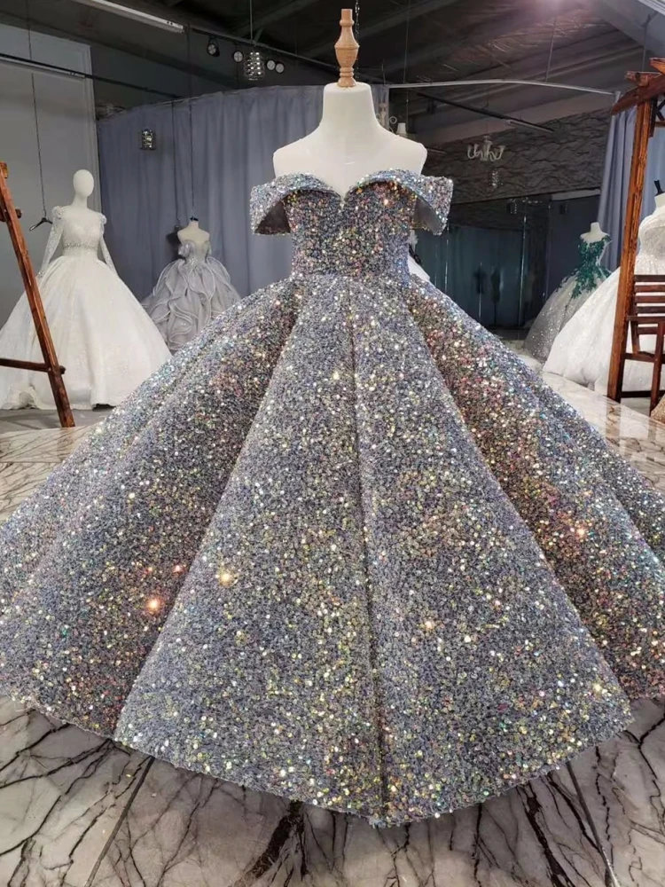 Flower Girl Dresses Ball Sparkly Sequins Beaded Party Princess Kids Pageant Performance First Communion Gowns flower girl dresses