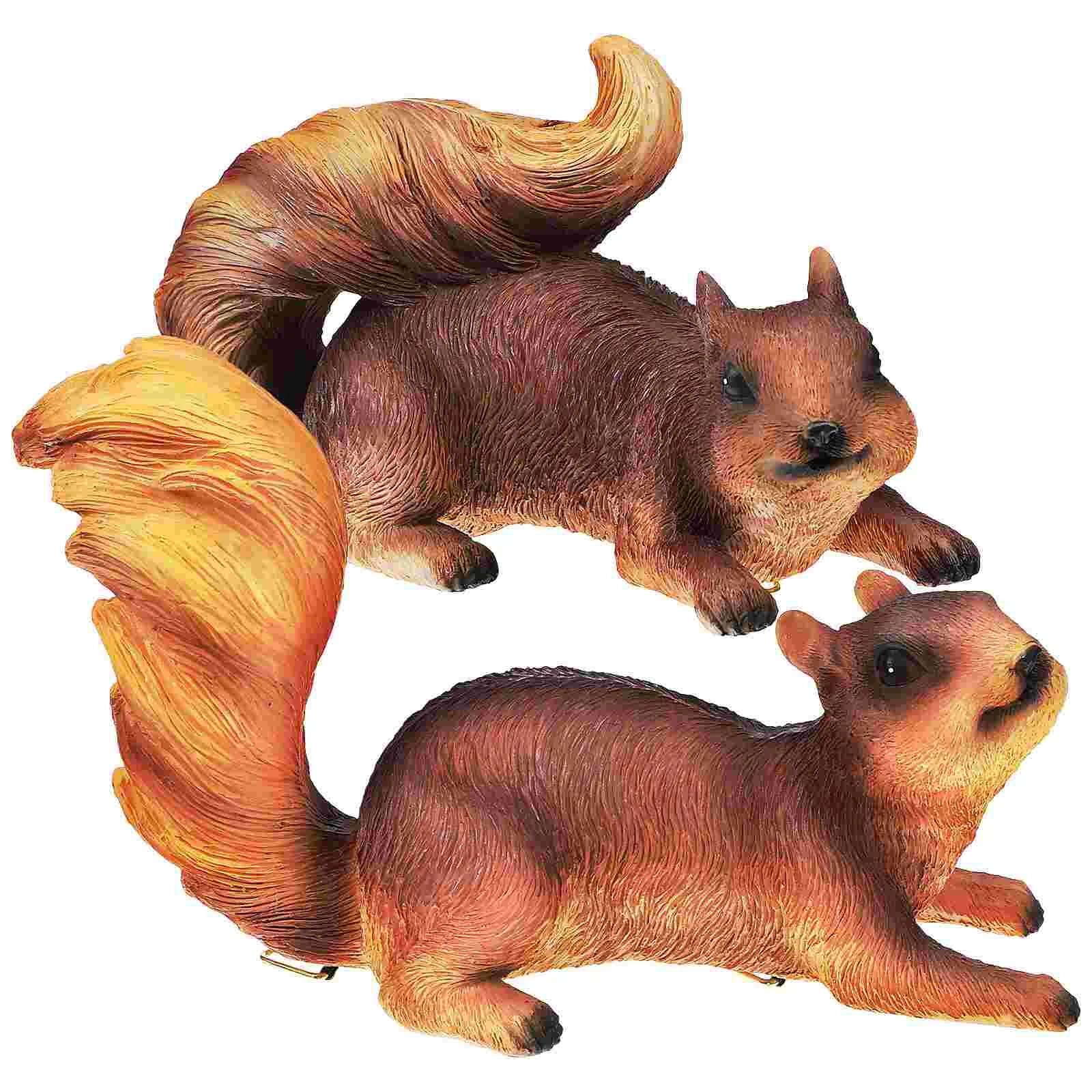 

2 Pcs Artificial Squirrel Sculptures Realistic Model Decorations Garden Outdoor Tree Animal Figures Resin Statues