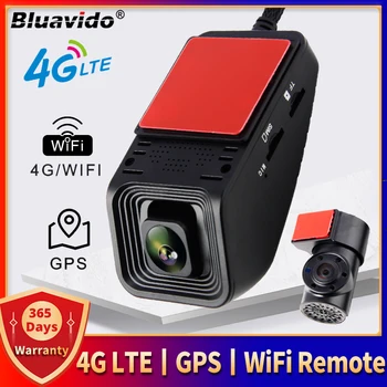 Bluavido 4G 미니 대시 카메라, 전면 및 내부 캠 녹화, 24 시간 주차, 와이파이 라이브 모니터, 자동차 비디오 레코더 박스, GPS 위치