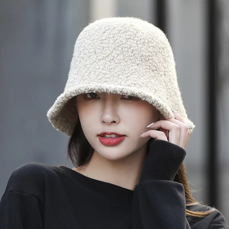 

Japanese Vintage Bucket Hats for Women 2023 Winter Warm Knit Fisherman Cap Literary Solid Color Ear Protection Basin Men's Caps