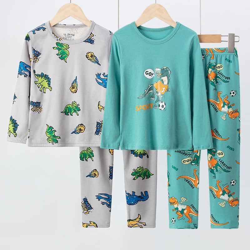 Kids Pajamas Set 2-piece Cotton Dinosaur Pattern Long-sleeved Boy Leisure Comfortable Home Clothes Autumn and Winter