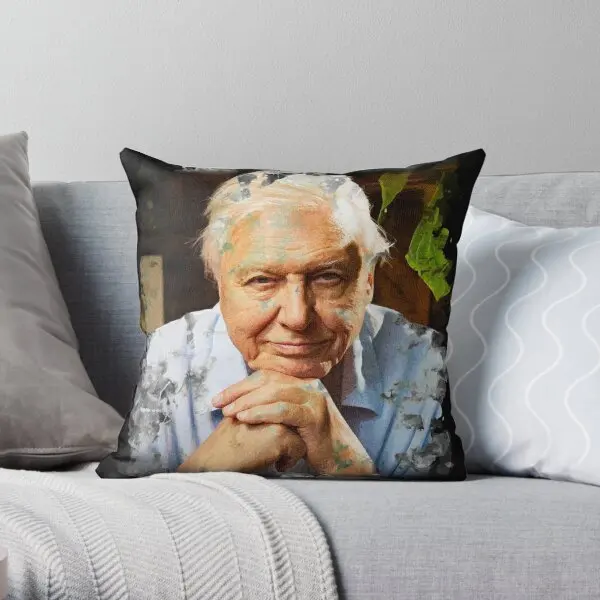 

David Attenborough Watercolour Printing Throw Pillow Cover Case Office Soft Square Bed Anime Pillows not include One Side