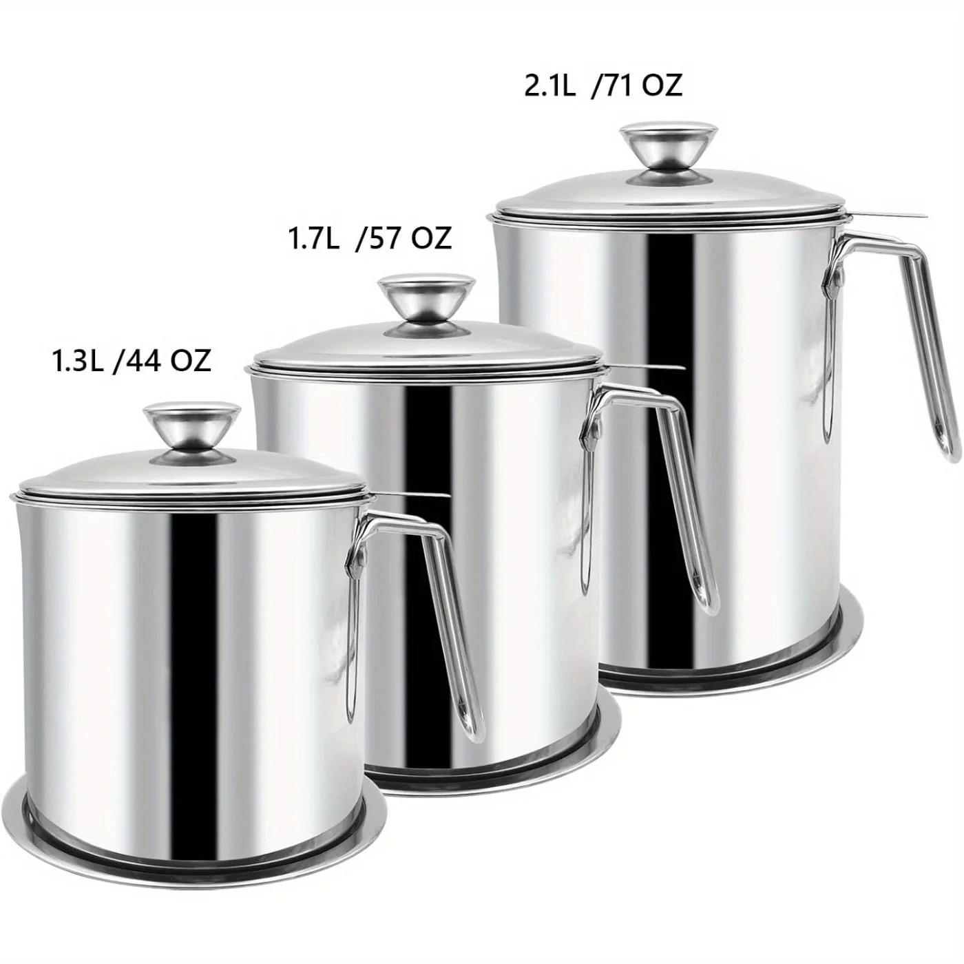 Grease Strainer and Container with Dust-Proof Lid 304 Stainless Steel Oil Storage Fine Mesh Anti-scalding Handle with Tray