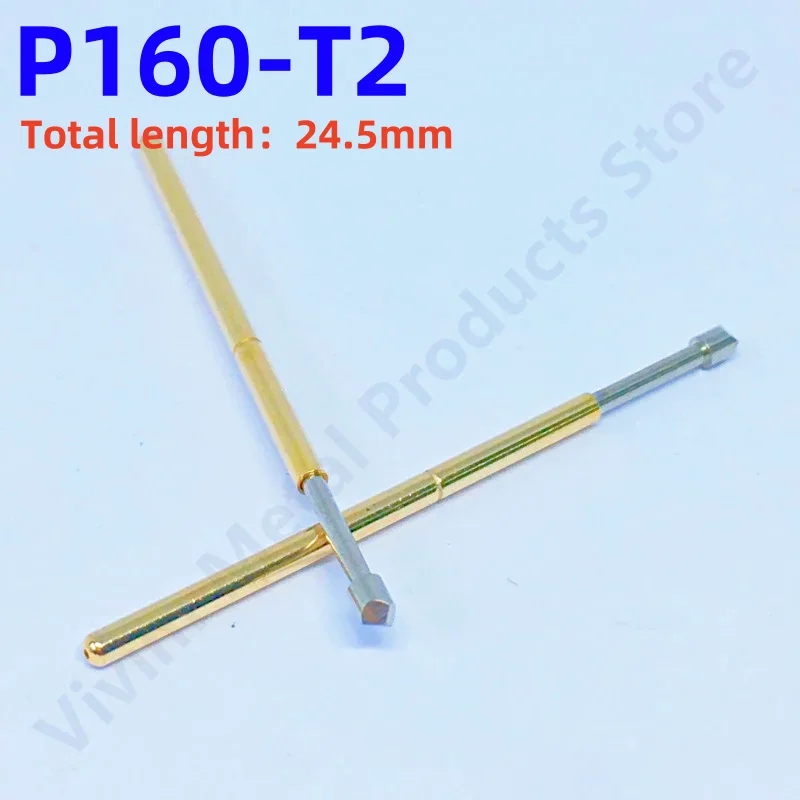 

100PCS P160-T2 Spring Test Probe Test Pin Pogo Pin Nickel Plated Pin Dia1.36mm Length 24.5mm P160-T Test Head Dia1.5mm PCB Tool
