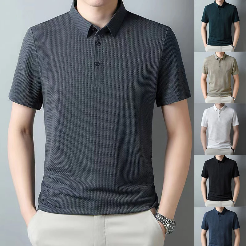 Summer-Men-s-Ultrathin-POLO-Shirt-Ice-Silk-Elastic-Breathable-T-shirt ...