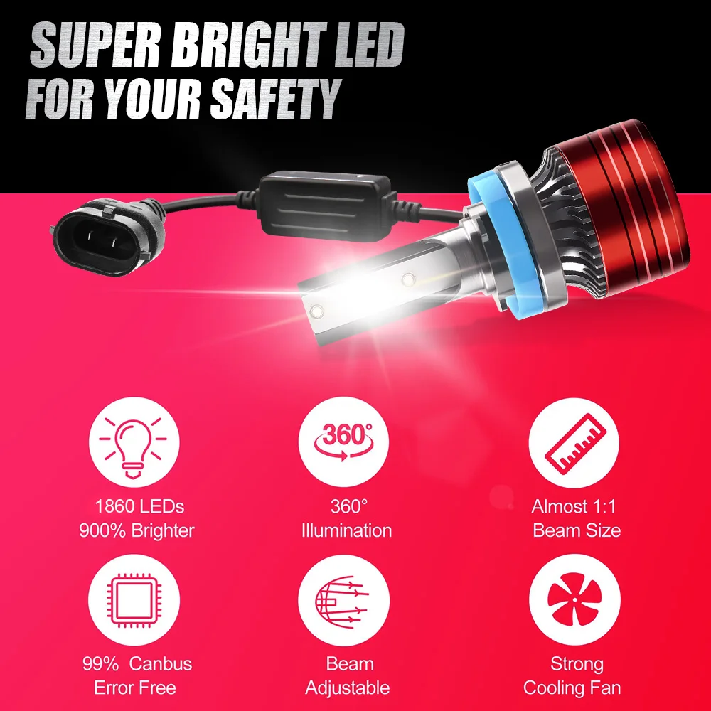200W 캔버스 H8 H9 H11 LED 자동차 안개등 9005 HB3 9006 DRL 주행등 헤드라이트 전구 H7 6000K 백색 자동차 오토바이 헤드램프