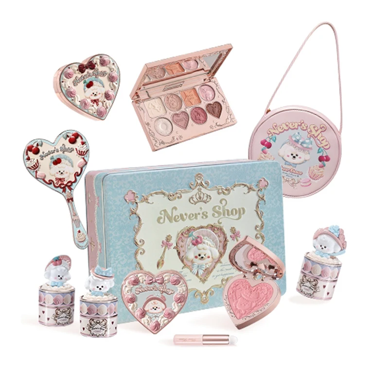 Flower Knows Never’s Shop All In Gift Set Maquillage Professionnelle Makeup Gift box Lip Cream Blusher Eye shadow 17Pcs Kit