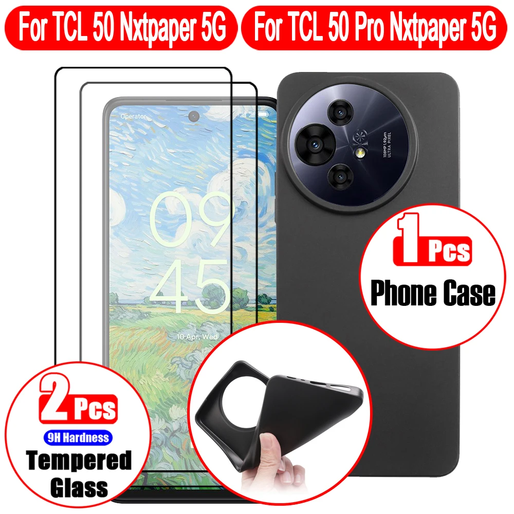 3-in-1 Set: Premium Black Edge Phone Case & Screen Protectors with Edge Printing Film