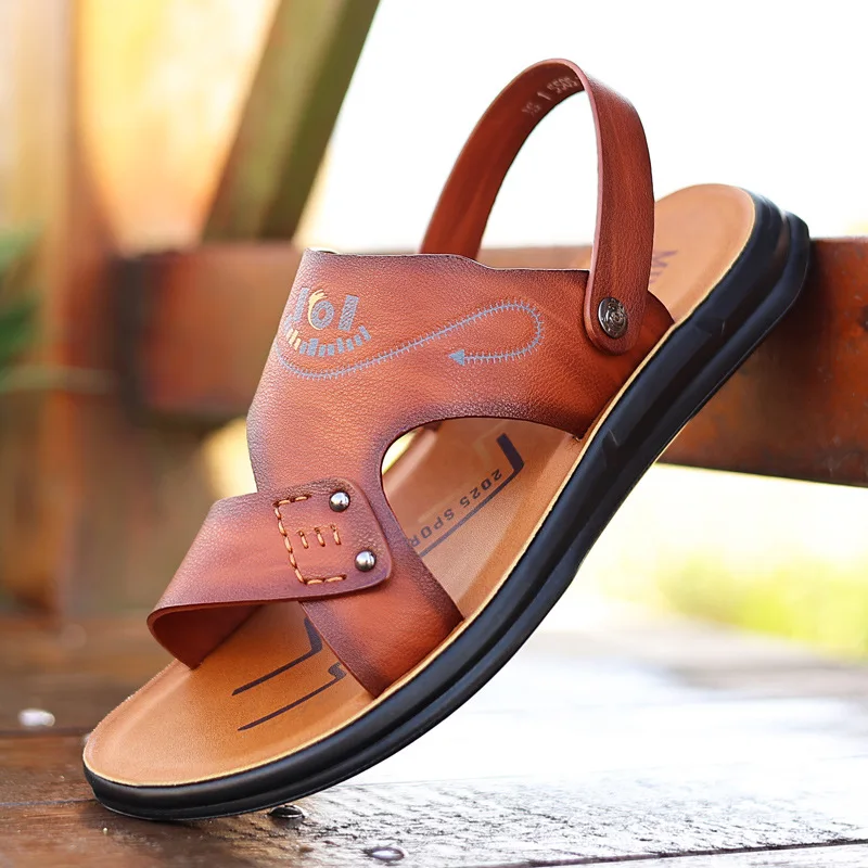 

First Layer Cowhide Soft Sole Sandals Genuine Leather Summer Two-wear Beach Shoes Outdoor Comfortable Breathable Casual Sandals