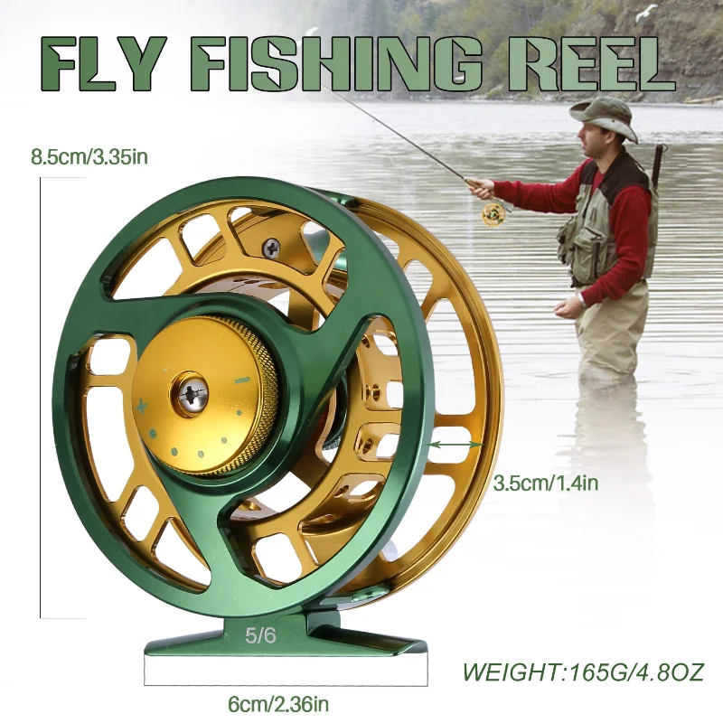 Sougayilang Fly Fishing Reels Aluminium Alloy 5/6 7/8WT Fly Reel Gear  Machined Micro Adjusting Drag Fly Fishing Reel De Pesca