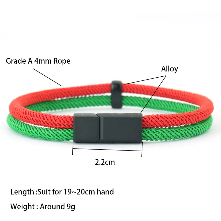 Red Green String Handmade Christmas Bracelet for Men
