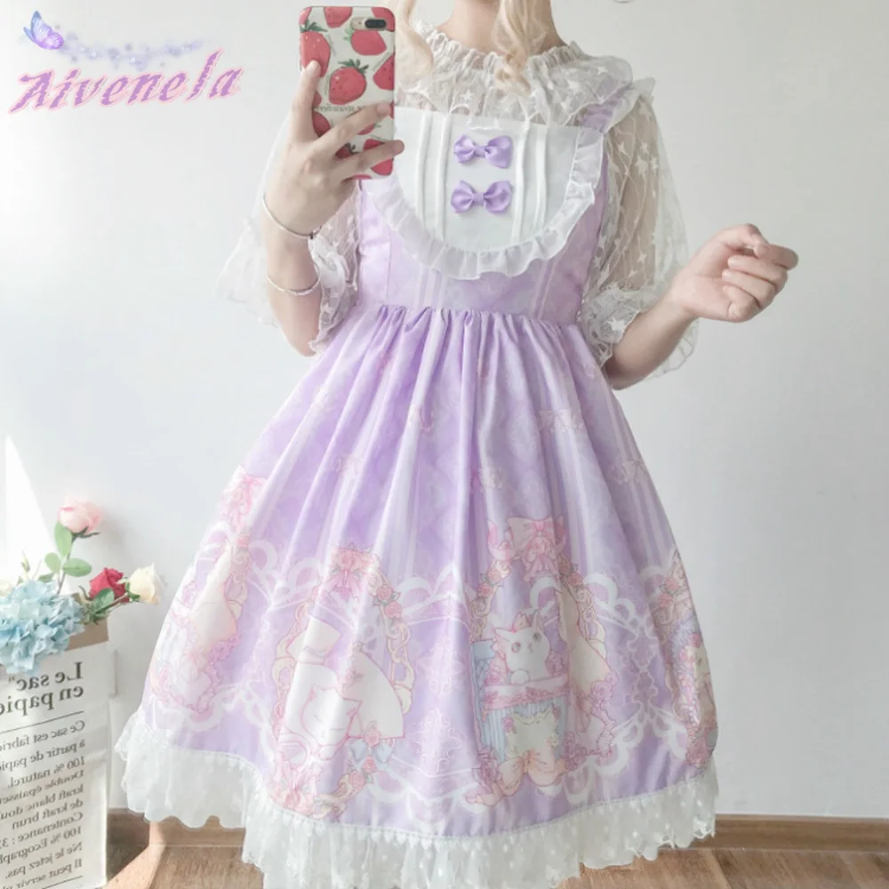 Cute Lolita Dress Women Straped Dresses Sweet Soft Kawaii Girls Bow Lace Lolita Princess Dress Vestido Girls Dresses AFC466 lolita dress lolita suspender dress lolita cosplay costumes suspender dress