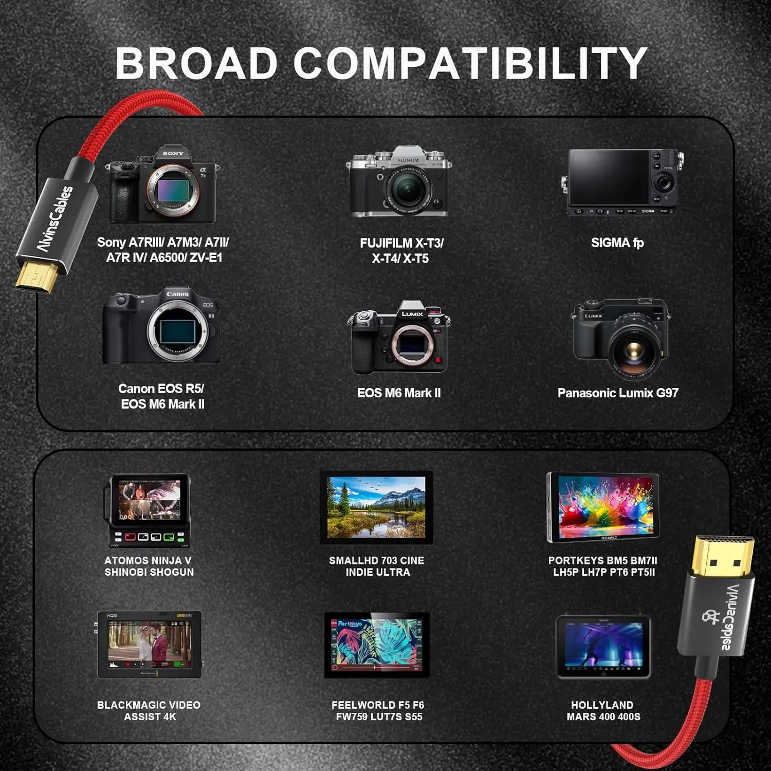 8K 2.1 마이크로 HDMI - 풀 HDMI 브레이디드 D to A 코일 케이블 (아토모스-닌자-V, 캐논-R5C, R5, R6, A7RIII, A7II, 후지필름용)(30-71cm)