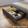 Twin Bed Frame with Drawer, Storage Headboard,Upholstered Bed with Heavy Duty Wood Slats,Noise Free, Easy Assembly, Dark Grey 5