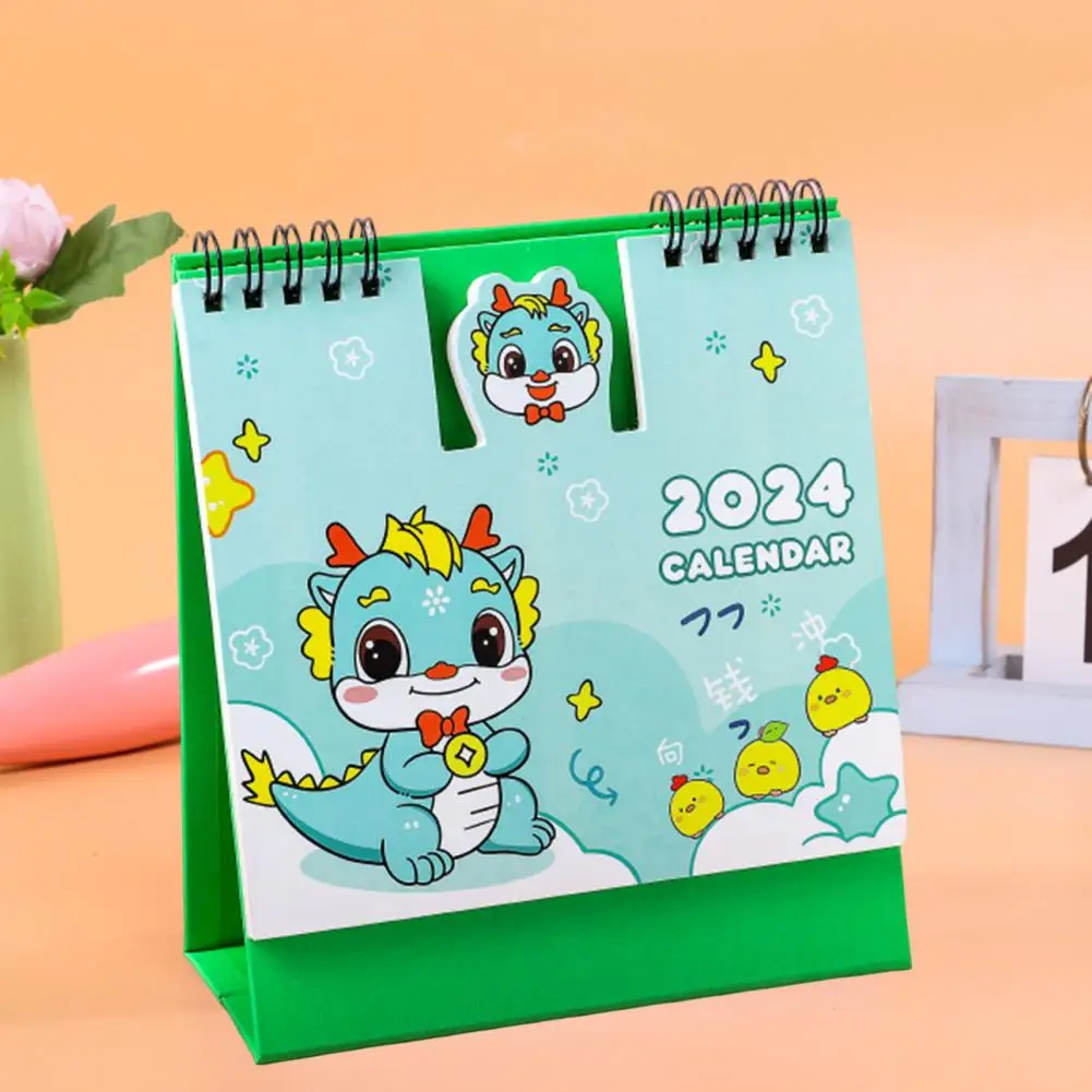 

Desk Calendar 2024 Cute Desk Calendar 2024 Mini Coil Desk Calendar Cartoon Planner for Home Office Decoration Kawaii Monthly