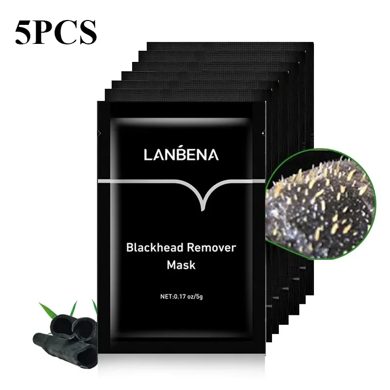 

5PCS Peel Off Black Face Mask Blackhead Remover Acne Treatment Nose Sticker Oil-control Pore Strip Cleanser Face Mask Skin Care