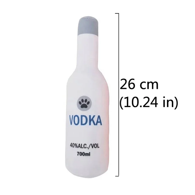 Bottle Shaped Plush Squeaky Dog Toys - Vodka