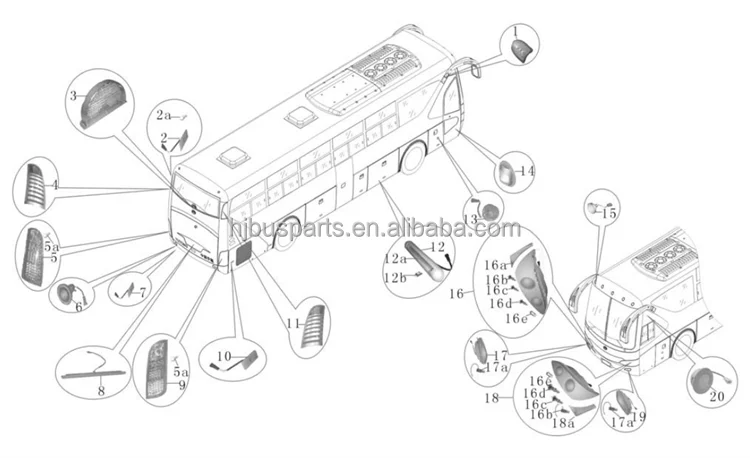 Bus Parts Bus Body Parts XMQ6127 XMQ6117 Kinglong Spare Headlight and Tail Light