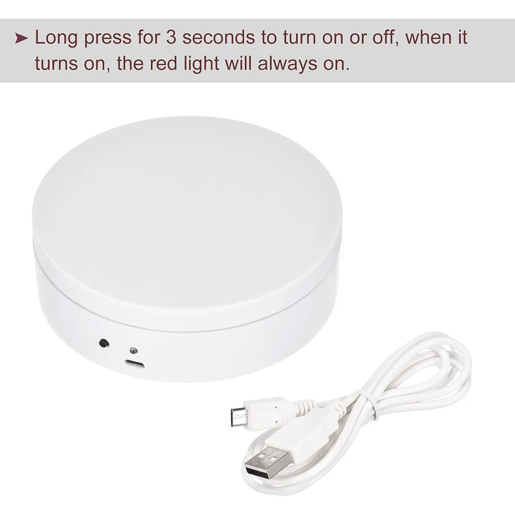 360도 회전 자동 회전 플랫폼 USB 충전/배터리 작동식 쥬얼리 디스플레이 스탠드 (라이브 비디오용)