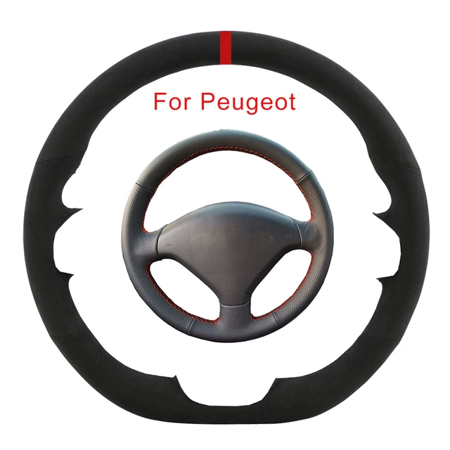 Cubierta de cuero Artificial para volante de coche, accesorio para Peugeot  308/3008/408/508/301, DIY