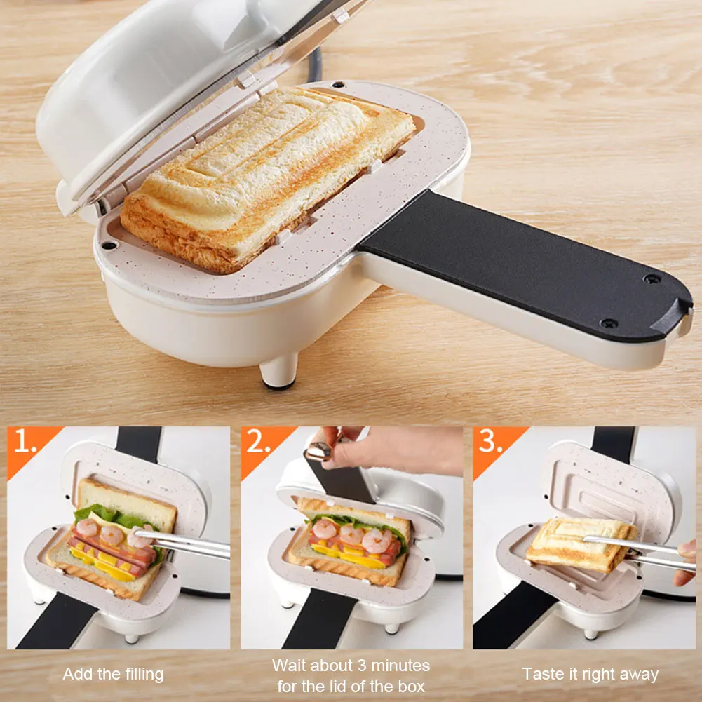 Sandwich Maker Bread Hot Dog Toaster Spill Proof Panini Press Double Sided Sandwich Making Machine Non Stick for Breakfast Maker