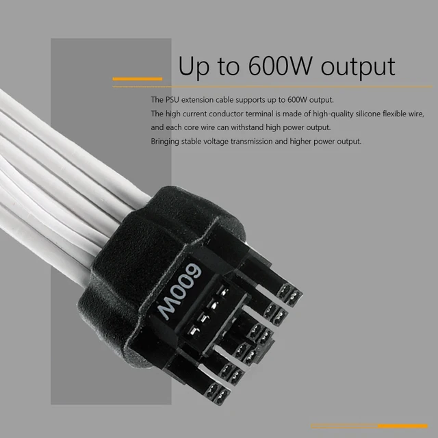 Cable De Alimentaciu00f3n PCIe 5,0 12VHPWR De 600W, Conector De 12