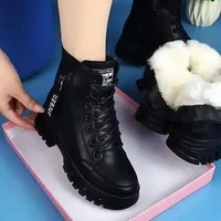 Baskets en coton à l'offre elles optiques pour femmes, chaussures décontractées, bottes de rinçage noires, velours chaud, tout match, mode d'hiver, nouveau, 2024 1