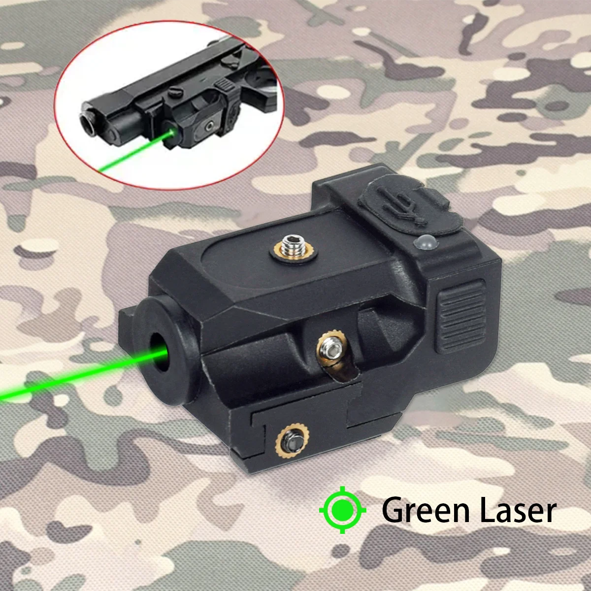 

Tactical Built-in Battery USB Rechargeable Green Dot Laser Pointer Sight Scope For Airsoft Pistol Glock 17 19 Hunting 20mm Rail