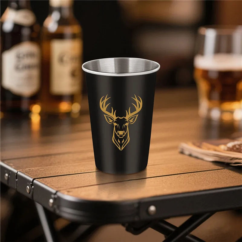 Langlebig 500ML Hirschkopf Muster Bierkrug Tasse Outdoor Camping Reisen Große Tassen Club Party Saftbecher Hochzeit Veranstaltungen Bar Set – Detail 9