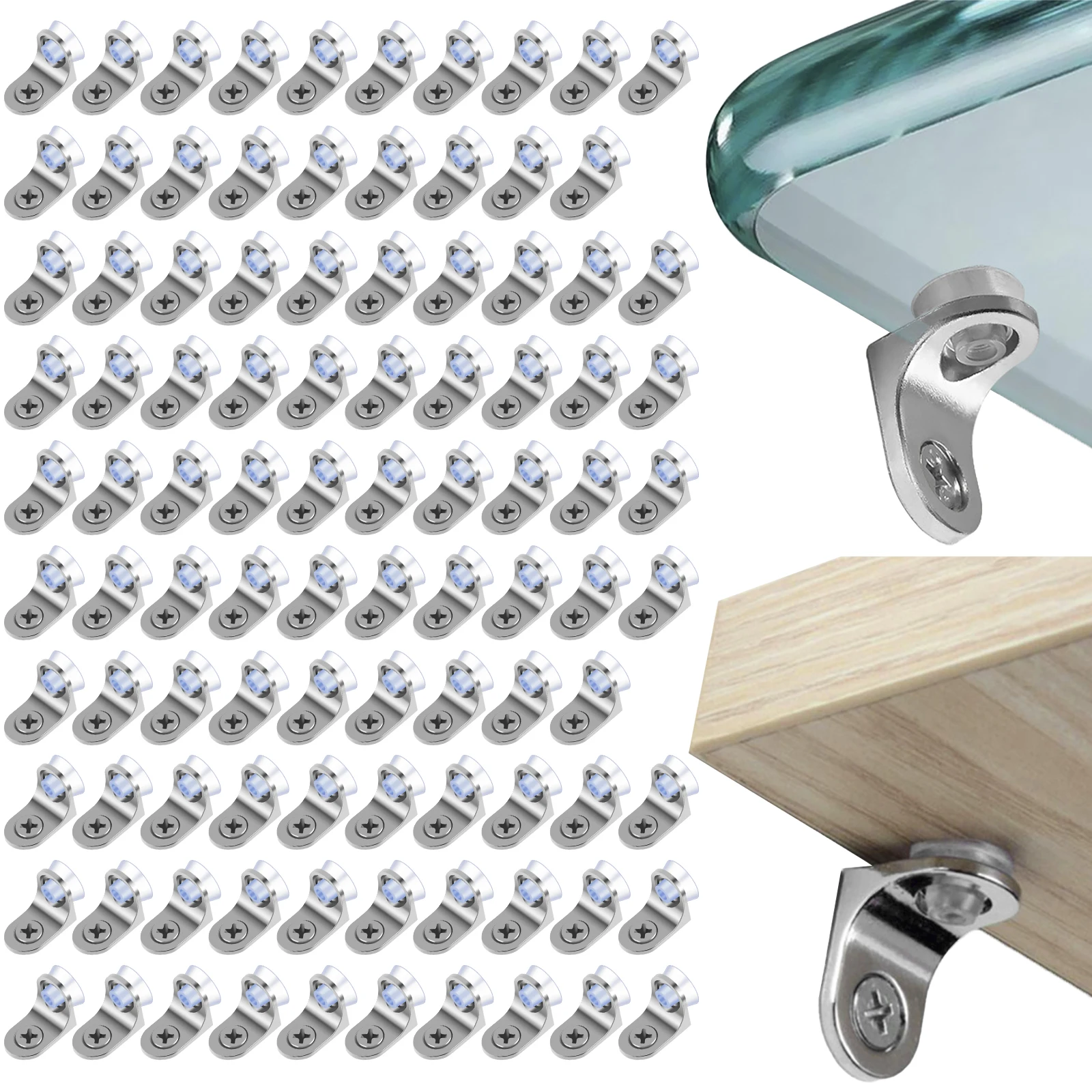 Glass Clamp Adjustable Zinc Alloy Glass Clip Shelf Clamp Holder Flat Back Mount Holder For Partition Board Desk 100Pcs