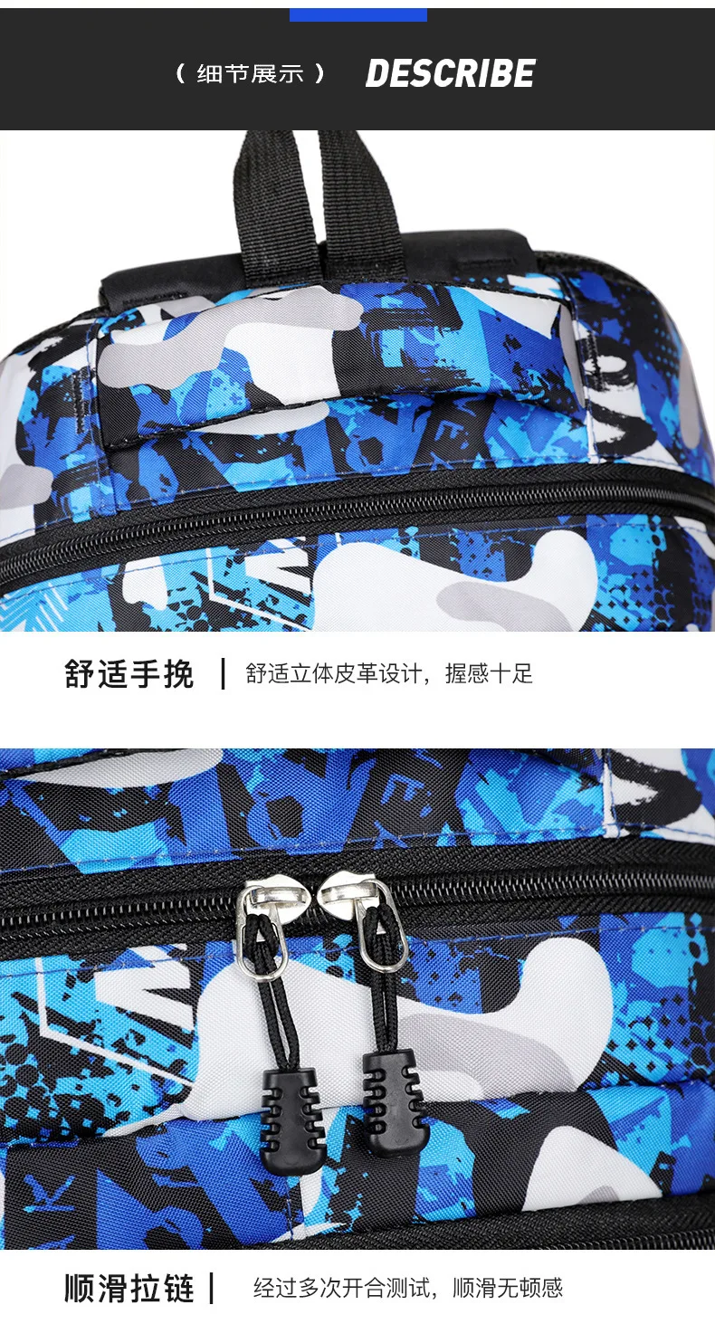 Camouflage Print Rucksack Große Kapazität Casual Doppel Schulter Tasche Laptop Tasche Für Männer Mittelschule Doppel Schulter Taschen – Detail 19