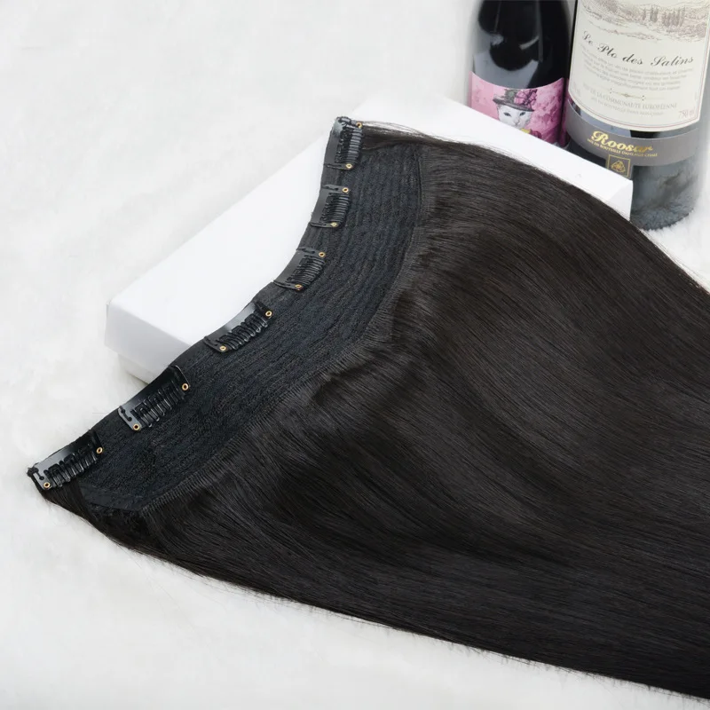 Real hair piece one-piece wig piece female seamless hair extension self-connected U-shaped half head cover real long