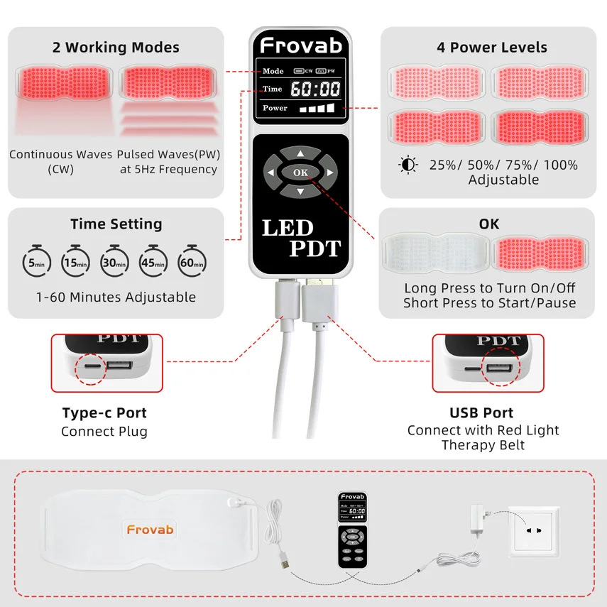 Portable 660nm 850nm 940nm Infra Led Red Light Phototherapy Neck And Shoulder Heating Pad Belt Device for Body Pain Relief