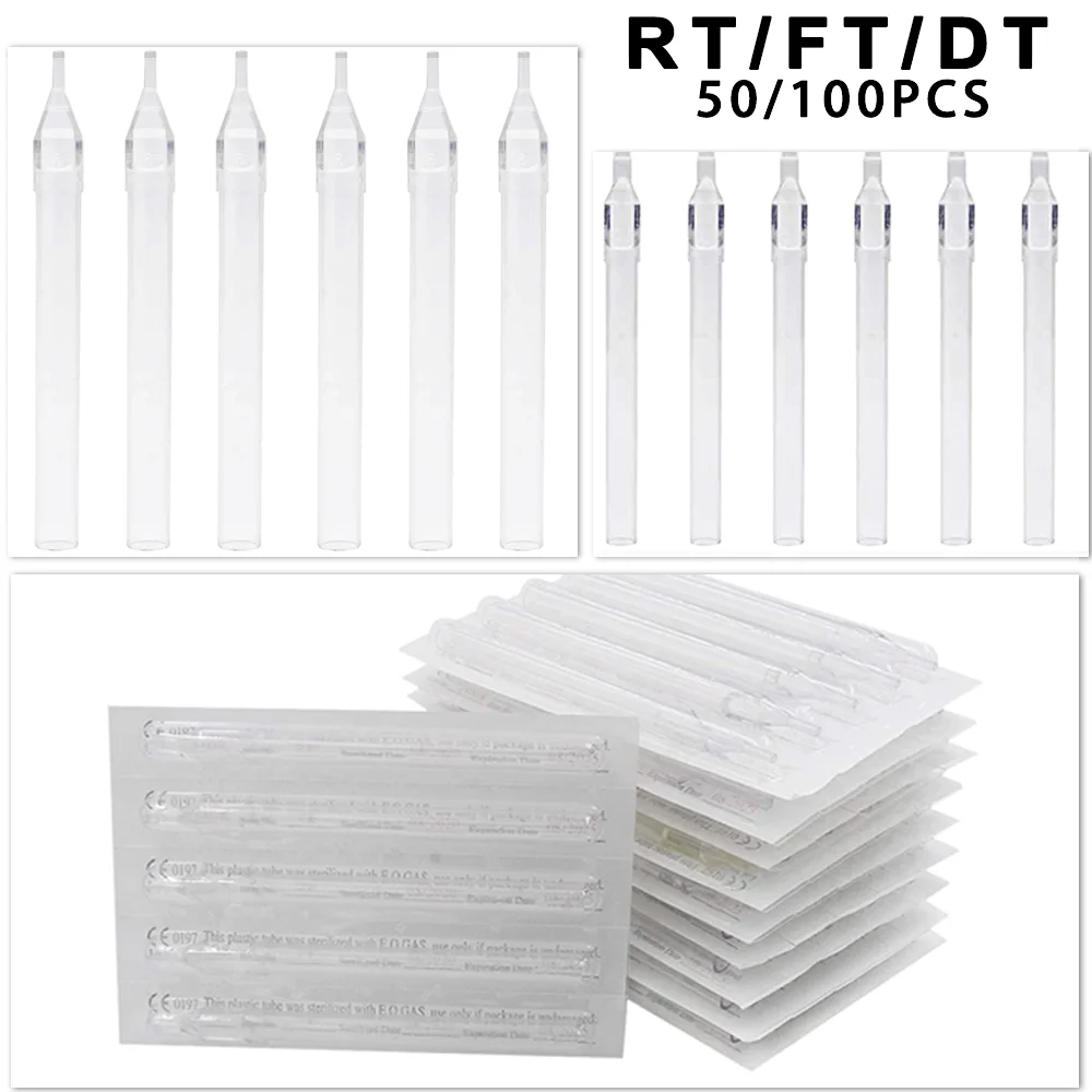 Newest Transparent Disposable Long Tips RT FT DT Tattoo Nozzle Needles Tips for Permanent Makeup Tattoo Machine Supply