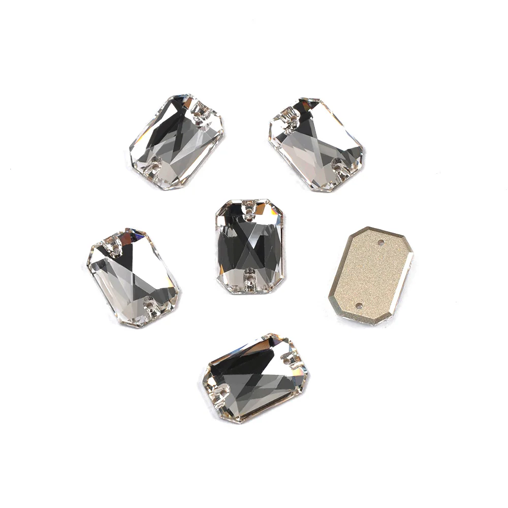Smaragdschliff K9-Glas-Strasssteine zum Aufnähen, klare Strass-Kristalle, Steine mit flacher Rückseite für Bekleidungszubehör – Detail 4