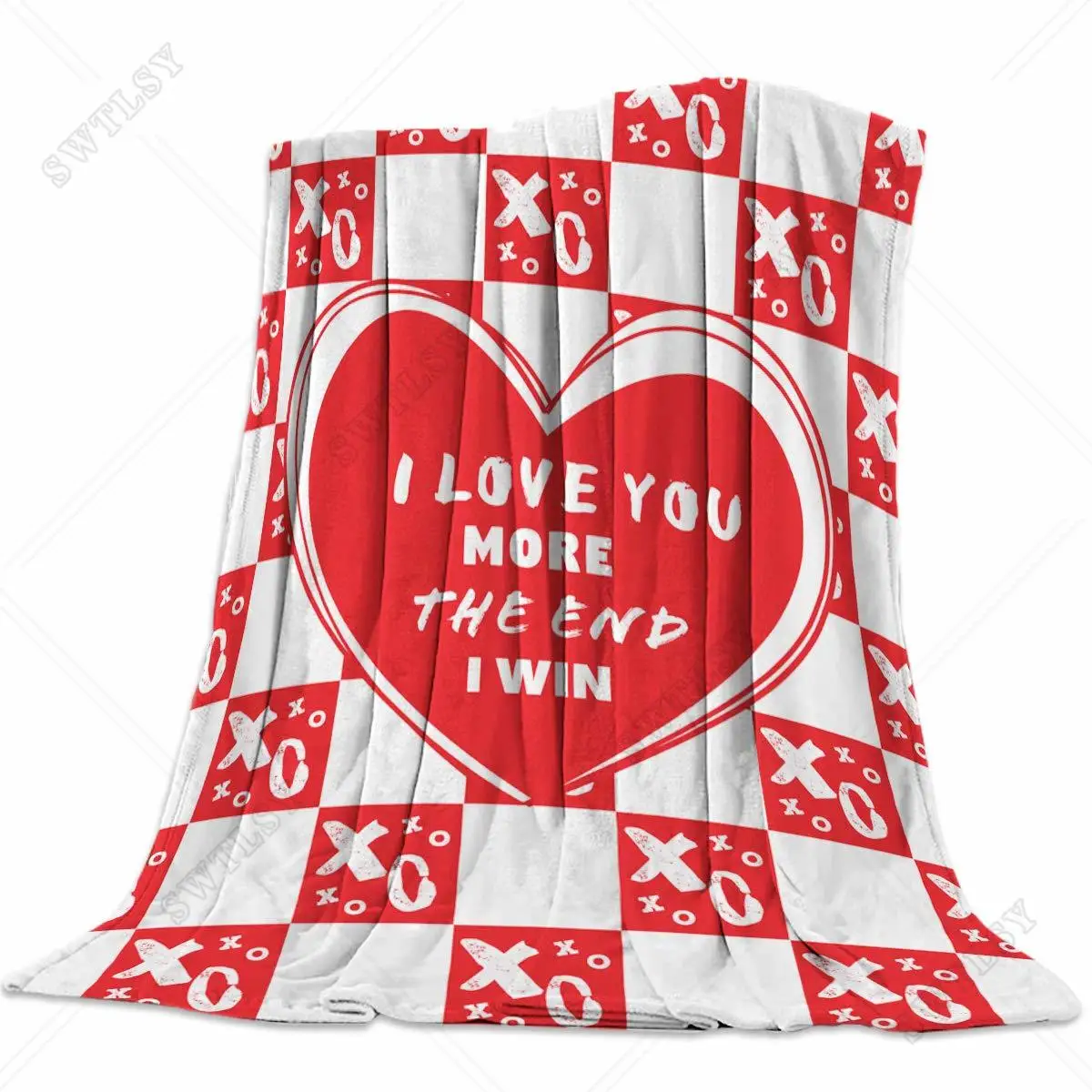 

Flannel Throw Blanket I Love You More The End I Win Love Heart Shape All Season Soft Fluffy Warmth Throw Blankets for Sofa Bed