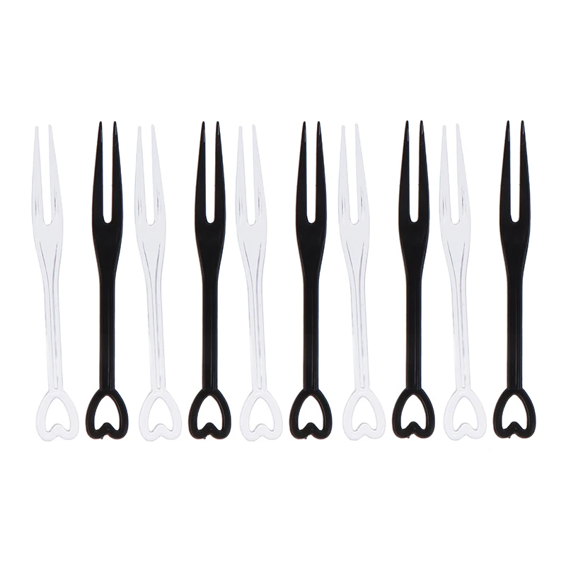 100pcs party disposable tableware Mini Fruit Fork Disposable plastic Forks For Party BBQ Sticks Picks Skewer Set Home Dining Food Cake