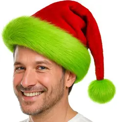 Festive Red Plush Santa Hat for Adults and Kids - Perfect for Holiday Celebrations and Gifts (For Adults green)
